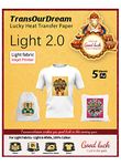 TransOurDream Light 2.0 - Upgraded Iron on Heat Transfer Paper for T Shirts (5 Sheets, A4) Iron-on Transfers Paper for Light Fabric Printable Heat Transfer Vinyl for Inkjet Printer