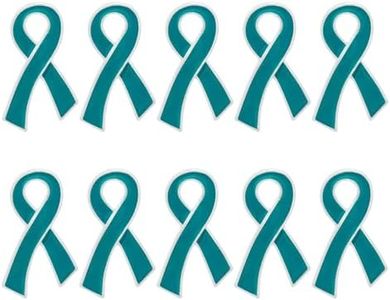 10 pack Large Flat Ovarian Cancer Pins - Teal Ribbon Pins for Ovarian Cancer Awareness - Perfect for Support Groups, Gift-Giving, Events and Fundraising