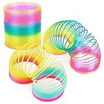 THE TWIDDLERS - 3 Large Rainbow Spring Toys for Kids, Fidget Toy & Party Bag Filler for Boys and Girls, Great for Party Favours or Gifts - 9 x 9 cm