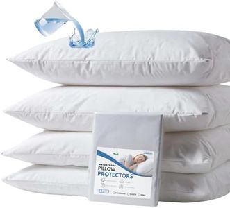 Set of 2 Waterproof Pillow Protectors (50 x 75 cm), Zippered Pillowcases, Standard/Queen Size, JOMWEN Anti Bed Bug and Dust Mite Encasement, White