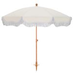 HERA'S PALACE 7ft Heavy Duty Beach Umbrella with Sand Anchor, Fringe Umbrella for Sand, UV 50+, Patio Umbrella with Tilt Pole for Garden Pool Backyard