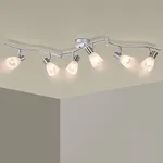 HiBay LED Ceiling Light Fixture, Adjustable 6-Light Track Lighting Kit, Modern Kitchen Spotlight with Glass Lampshade for Living Room Bedroom Hallway, E12 Base（Bulbs Not Included）