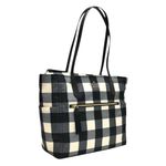 Kate Spade New York Chelsea Plaid Textured Gingham Large Tote (Black White), Black/White, Large