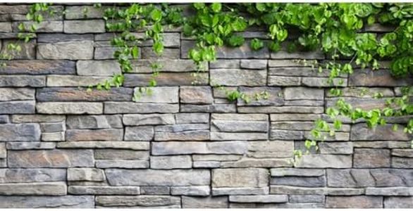 AWERT Vinyl 72x24 inches Stone Brick Wall Aquarium Background Rock Fish Tank Background Spring Leaves Terrarium Background