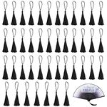 VEGCOO 150 Pcs Silky Tassels 40 Colours Handmade Bookmarks Pendant Black Tassel Decoration Red Tassel with Cord Loop for Jewelry Making DIY Craft Accessory (Black)