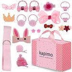 Kapimo Baby Girl's Fancy Hair Clips Stylish Fashion Hair Accessories Set Box for Girl's (Pink) 18 Pcs