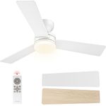 VIVOHOME Ceiling Fans with Lights 42 inch Low Profile Ceiling Fan with Light and Remote Flush Mount for Bedroom Living Room Garage 6+1 Speeds 3CCT Dimmable Timer Quiet Reversible