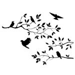 CUGBO Vinyl Wall Sticker Decals, Tree and Birds Living Room Bedroom Home Decoration, Peel and Stick Wall Art Decor