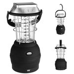 Odoland Solar Camping Light, LED Lantern, 5 Charging Modes with Crank Dynamo, Solar Panel, USB Port, Car and Mains Adapter - Portable Work Lamp for Fishing, Hiking
