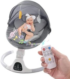 GYARING Baby Swing for Infants,Comfort Cradling Baby Rocker Portable Newborn Swing with Music/Remote Control/Timing Function,Grey