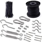 String Light Hanging Kit, Stainless Steel Hardware for The Globe Suspension Kits, Guide Wire for Outdoor String Lights 82ft Vinyl-Coated 304 Stainless Steel Wire Rope Cable, turnbuckle and Hooks