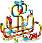 Electric Train Set for Kids - 138PCS 3D Infinity Racer Magnetic Train Set with 2 Klickrail Electric Trains, STEM Train Set Toys Birthday Gifts for Boys Girls Age 3 4 5 6 7 8 Years Old
