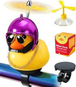 EMPATHECH Rubber Duck Bike Decorations [New Stable Clamp Mount] Cute Squeak Duck Bike Bell [Two Helmet Propeller] Funny Bike Accessories e Scooter Accessories Motorcycle Accessories Cycling Gifts