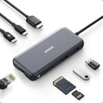 Anker USB C Hub, 555 USB-C Hub (8-in-1), with 100W Power Delivery, 4K 60Hz HDMI Port, 10Gbps USB C and 2 USB A Data Ports, Ethernet Port, microSD and SD Card Reader, for MacBook Pro and More