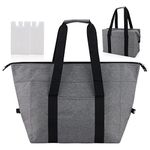 Large Cool Bag 20 L,Foldable Shopping Bag with 2 Cool Box,Grey Picnic Bag with Insulation for Camping,Shopping,Food Transport, Thermal Bag, Insulated Bag for BBQ Fishing Family Outdoor Activities