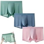 Jewyee Mens Ice Silk Underwear, Ultra Thin Ice Silk Seamless Underpants for Men, Breathable Quick-Drying Men's Underwear (3PCS-C,2X-Large)