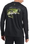 LRD Fishing Shirts for Men Long Sleeve UPF 50 Sun Protection Performance Shirt, Largemouth Bass / Black, Large