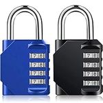 Combination Padlock Outdoor Heavy Duty, 2 Pack Resettable and Waterproof Locker Padlock for Shed, Gate, Fence, Backyard, Gym and School Lockers, Toolbox, Garage (Black and Blue)