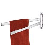 KOKOSIRI Swivel Towel Bars Swing Out Hand Towel Holder 2-Arm for Bathroom Kitchen Toilet Wall Mounted Chrome Stainless Steel B5007CH-A2