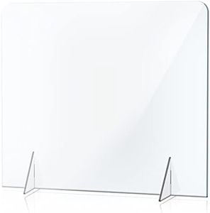 No Cutout Sneeze Guard Panel for Counter and Desk, Portable Clear Acrylic Shield No Opening, Protective Plexiglass Shield Without Opening for Office, School, and Retail Store