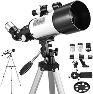 VINTEAM Phone Telescope for Beginners, 70mm Aperture 400mm Astronomical Refractor Telescope with Fully Multi-Coated Optics, Portable Tripod Phone Adapter to Observe Moon and Landscape