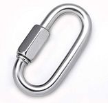 uptodateproducts SS Oval Quick Link Carabiner Boat Marine Clip with Screw 9 mm Opening, 7 cm