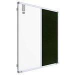 Pragati Systems® Prima Combination Board (Magnetic Whiteboard with Green Pin-up Board) for Home, Office & School with Heavy-Duty Aluminium Frame | 3x4 Feet (Pack of 1)