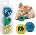 FURBONA Cat Ball Toys – Soft, Quiet Wool Balls for Indoor Cats, Handmade, Pure Natural, Safe, Cat-Friendly Colors, 1.6 Inch Interactive Toy for Kittens, 3 Pack