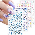 4 Sheets Nail Art Stickers Butterfly Nail Sticker Decals Self-Adhesive Nail Sticker Manicure Tips DIY Nail Art Design Nail Decorations for Women Girls