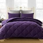 Decroom Lightweight Queen Comforter Set with 2 Pillow Sham - 3 Pieces Set - Quilted Down Alternative Comforter/Duvet Insert for All Season - Purple - Queen Size