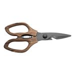 Rockingham Forge Forester Series Kitchen Scissors, Stainless Steel with Soft Touch Wood Effect Handles, Nutcracker & Bottle Opener Included