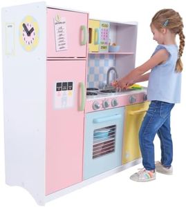 KidKraft Large Pastel Toy Kitchen for Kids, Wooden Play Kitchen with Toy Phone and Kitchen Accessories, Kids' Kitchen Set, Kids' Toys, 53181