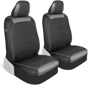 Motor Trend Black Cloth Car Seat Covers for Front Seats – Premium Automotive Bucket Seat Covers, Made for Vehicles with Removable Headrests, Interior Covers for Truck Van SUV, Black Stitched