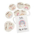 Baby Milestone Cards, Monthly Milestone Baby Discs Parents Personalised Gifts, Age New Baby Present for Boy or Girl, Custom Rainbow Gift Bag Mum to Be Pregnancy Gifts (Standard)