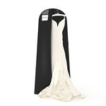 HANGERWORLD 72 Inch Black Breathable Wedding Gown Dress Garment Clothes Cover Bag with Secret Internal Zipped Pocket