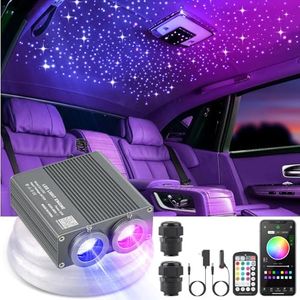 SUNKENET 32W Starlight Headliner Kit, Star Lights for Car Roof&Home Decoration, Fiber Cable 1000pcs*0.03in*13.1ft RGBW Star Light Headliner with Bluetooth APP/Remote Control/Music Mode