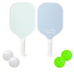 Coastal Sports Pickleball Set | 2 Paddles & 4 Pickleballs in Gift Box | Graphite Face & Honeycomb Polymer Core | Sky Blue & Seafoam Green Paddles, 2 Green Pickleballs, 2 White Pickleballs