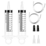 2 Pack 100ML Syringes Plastic Syringe with Tube Large Syringes for Labs Measuring Syringe with Adapter for Oil,Garden,Liquid, Animal Feeding,Glue,Dyes