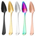 5 Packs Grapefruit Spoon Stainless Steel Grapefruit Spoon Utensil Set with Serrated Edge Long Handle with Non-Stick Coating for Citrus Fruit Watermelon Kiwi Dessert