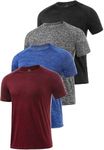 Ullnoy 4 Pack Men's Dry Fit T Shirt Moisture Wicking Athletic Tees Exercise Fitness Activewear Short Sleeves Gym Workout Top Black/Dark Gray/Dark Blue/Wine L