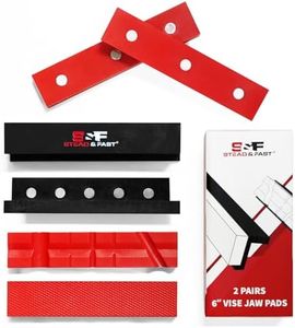 S&F STEAD & FAST 6" Vise Jaw Pads with Z Type Holder, 2 Pairs, Strongly Magnetic Vise Jaws, TPU, Multi-groove and Textured Surfaces, for Clamping, Woodworking, Metal, Plastics