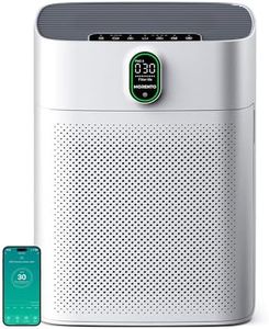 MORENTO Smart Air Purifier for home Large Rooms up to 1076 ft², Wi-Fi and Alexa compatible, PM2.5 Air Quality Display, Auto Mode, Quiet Mode 24dB, HEPA Filter Removes Dust, Pollen, Smoke (White)