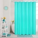 MitoVilla Teal Blue Fabric Shower Curtain Liner, Turquoise Shower Curtain or Liner with Plastic Hooks for Modern Bathroom Decor, Waterproof Cloth & Hotel Quality, 72" W x 72" H