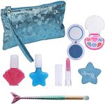 DRESS 2 PLAY Mermaid Makeup for Girls, Play Makeup Set for Toddlers, Real Washable Make Up for Little Girl, Non Toxic Kids Makeup Kit for Girls with Cosmetic Bag