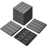 9 sq. ft Interlocking Deck Tile (12" x 12" x 0.75", 01 Pattern-Dark Grey, 9)