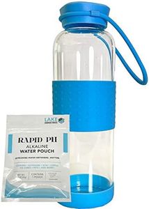 Lake Industries Alkaline Water Bottle+ -BPA Free Glass- Anti-Slip Silicone Grip- 20oz/ 600ml- Infused Pouch - Use for Work, Sports, Outdoors - 1 Rapid pH Alkaline Water Filter Pouch Included (Lake)