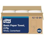 Tork Advanced 121204 Soft Centerfeed Hand Towel, 2-Ply, 7.6" Width x 11.8" Length, White (Case of 6 Rolls, 600 per Roll, 3,600 Towels) for use with Tork 559020A or 559028A