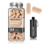 Neutron Soft Foam Ear Plugs with Travel Case - Noise Cancelling 38dB SNR - Earplugs for Sleeping, Travel, Concerts, Studying, Work, Loud Noise, Snoring - 60 Pairs - Beige