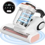 JIGOO J300 Mite Vacuum Cleaner with Dust Mite Sensor and Intelligent digital display, UV-C Light, Ultrasound Function, for allergy sufferers, 500W Bed Vacuum Cleaner for Sofa, Mattress and More