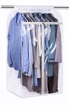 KEETDY 43" Hanging Garment Bags for Closet Storage Large Clear Window Hanging Clothes Storage Garment Rack Cover Coat Protector for Suit, Wardrobe, Bottom Enclosed